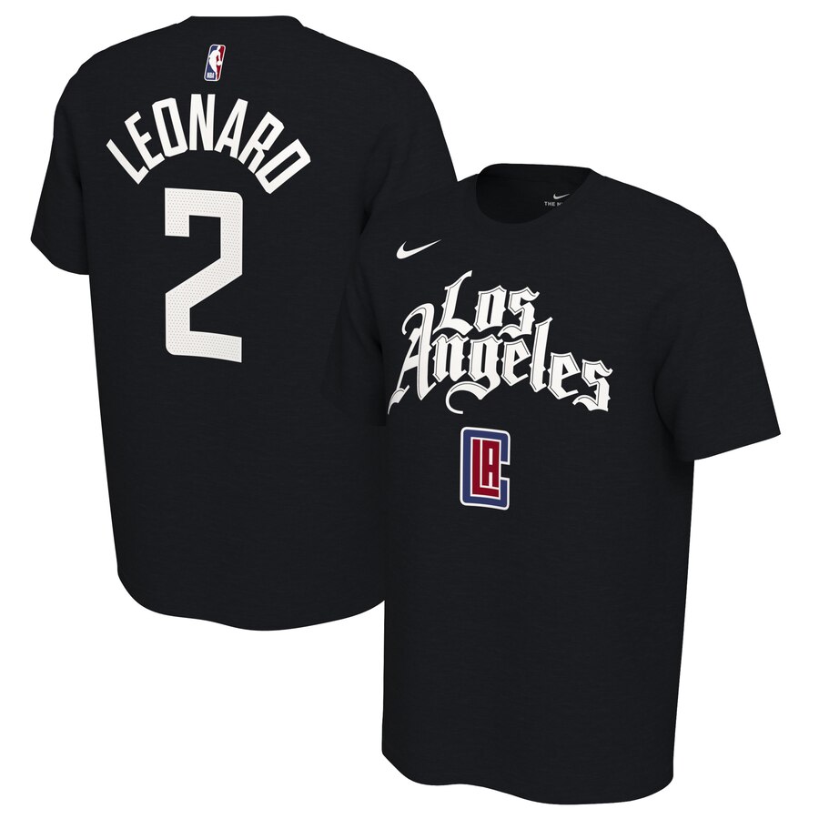 Men 2020 NBA Nike Kawhi Leonard LA Clippers Black 201920 Earned Edition Name Number TShirt.